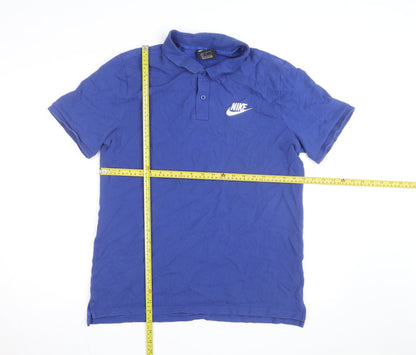 Nike Men's Blue Cotton Short Sleeve Polo Shirt Size L