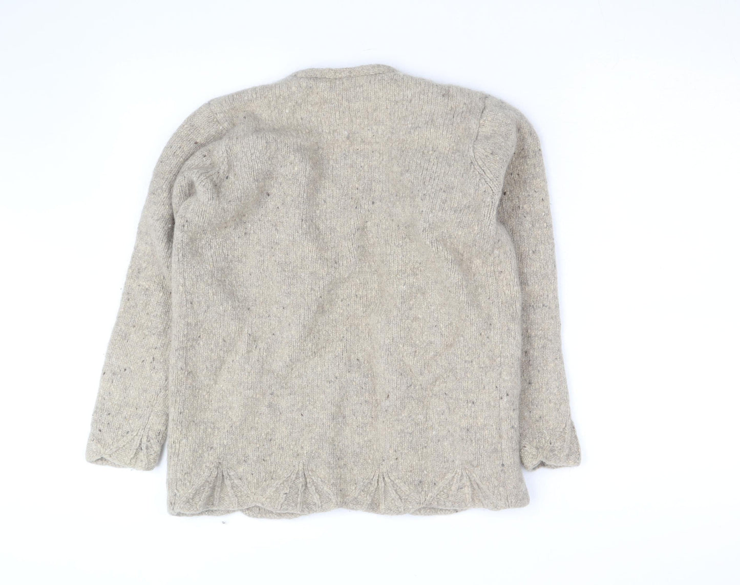Lauren Ashley Women Beige Petite Wool Cardigan Size Small