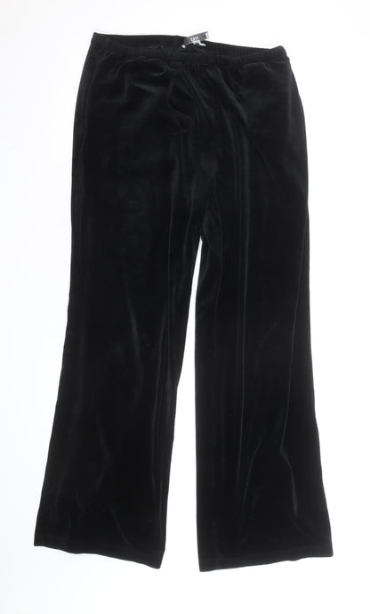 Marks and Spencer Women’s Black Velvet Wide-Leg Trousers Size 12