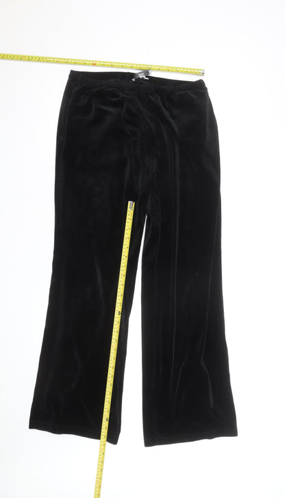 Marks and Spencer Women’s Black Velvet Wide-Leg Trousers Size 12