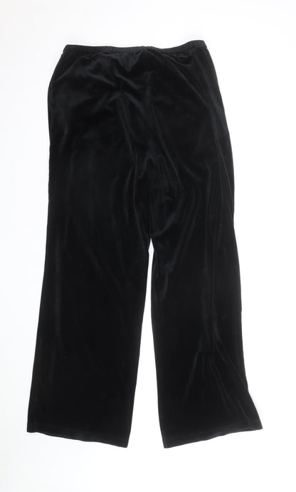 Marks and Spencer Women’s Black Velvet Wide-Leg Trousers Size 12