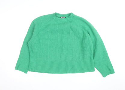 Whistles Men Green Wool Chunky-Knit Crew Neck Jumper Size L