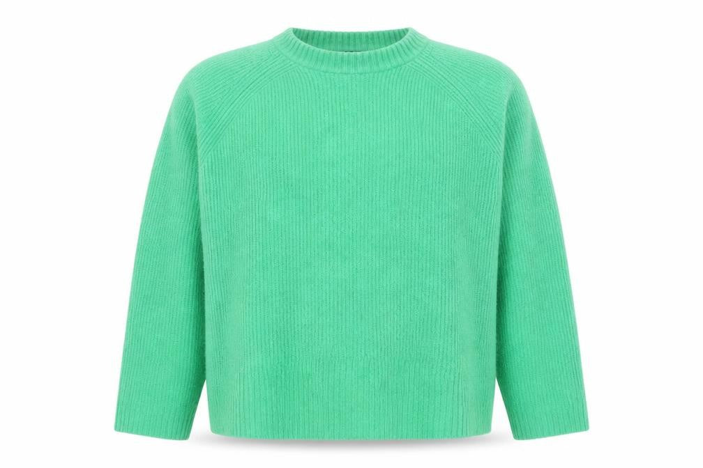Whistles Men Green Wool Chunky-Knit Crew Neck Jumper Size L