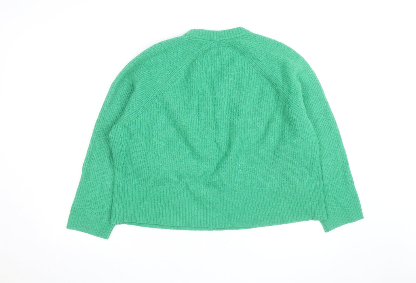 Whistles Men Green Wool Chunky-Knit Crew Neck Jumper Size L