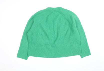 Whistles Men Green Wool Chunky-Knit Crew Neck Jumper Size L