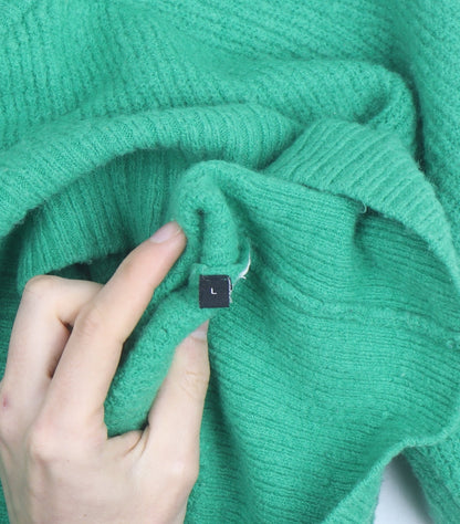 Whistles Men Green Wool Chunky-Knit Crew Neck Jumper Size L