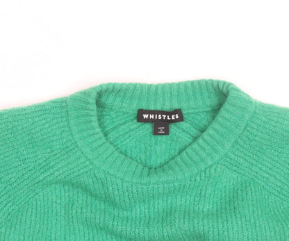 Whistles Men Green Wool Chunky-Knit Crew Neck Jumper Size L