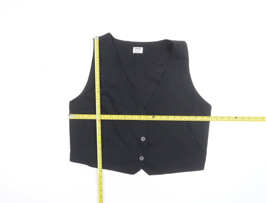 Cotton On Men Black Waistcoat 42 Slim Fit Button Casual Twill