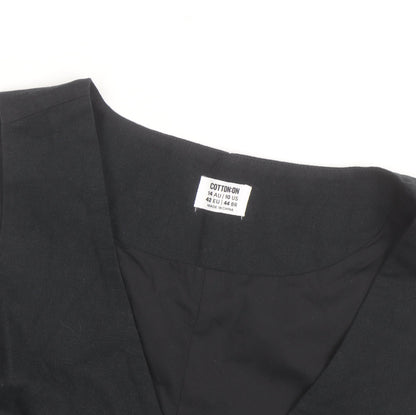 Cotton On Men Black Waistcoat 42 Slim Fit Button Casual Twill