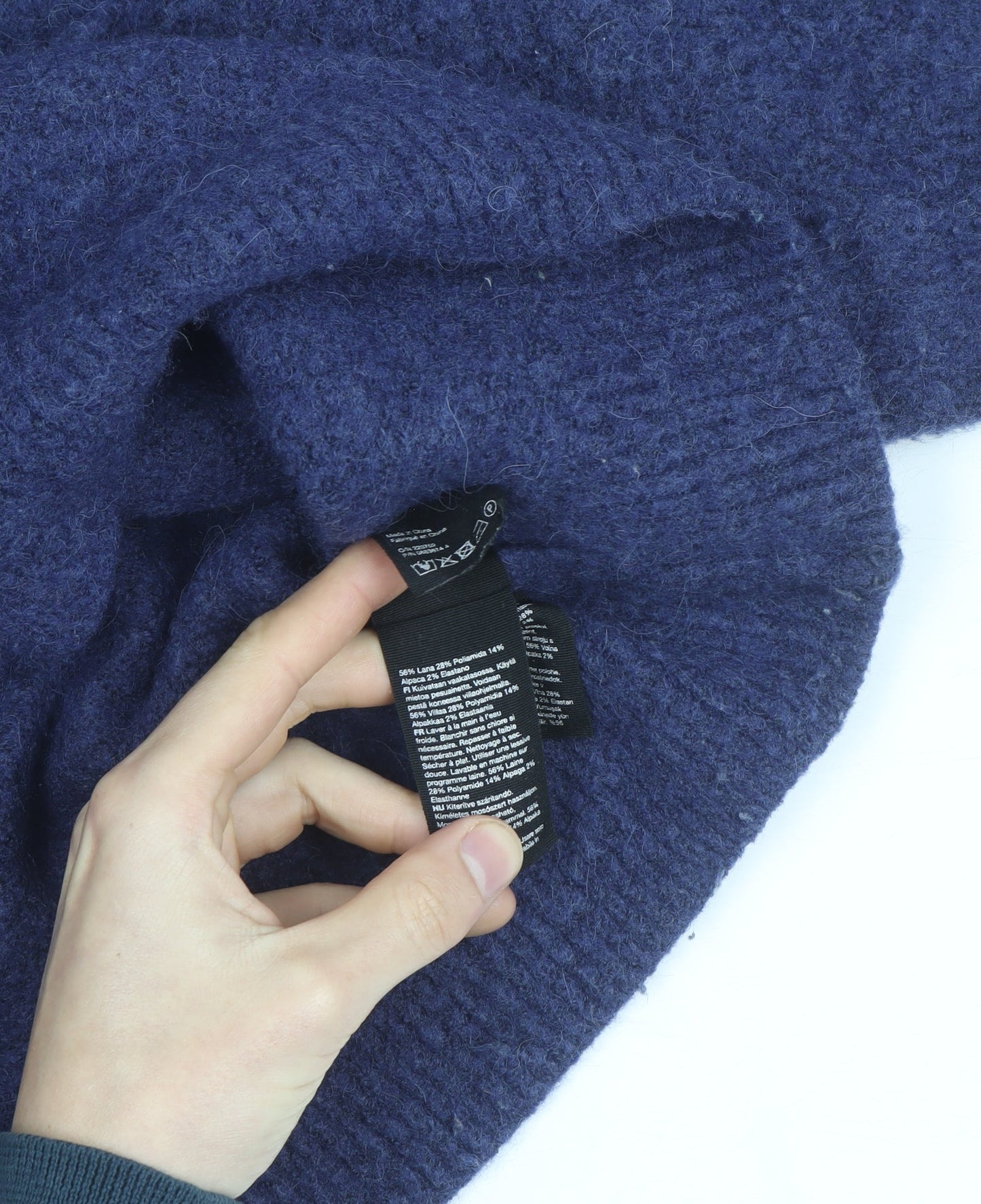 & Other Stories Women Blue Wool Blend Mock Neck Pullover Jumper Size S