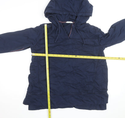 White Stuff Women's Navy Cotton Pullover Hoodie Size 12