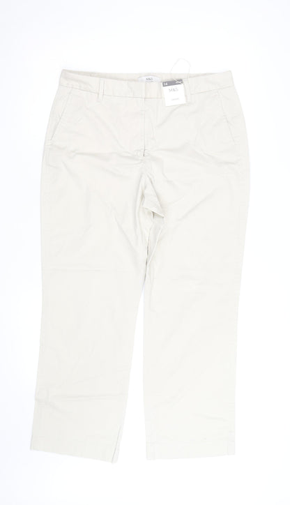 Marks and Spencer Womens Beige Chino Trousers Size 14 Short