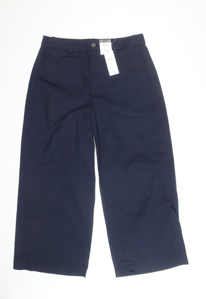Marks and Spencer Women's Blue Cropped Wide-Leg Trousers Size 16