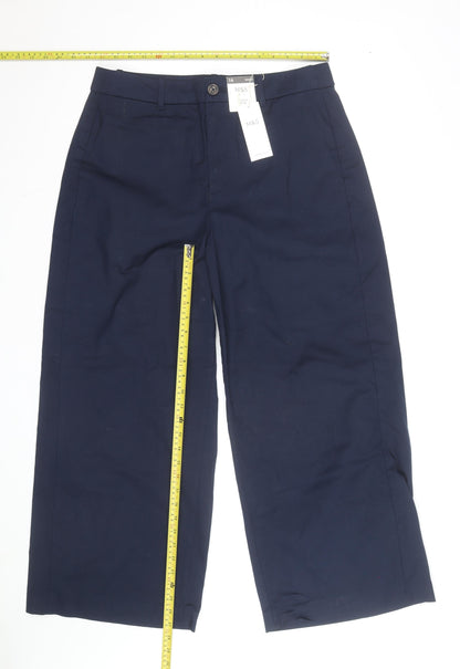 Marks and Spencer Women's Blue Cropped Wide-Leg Trousers Size 16