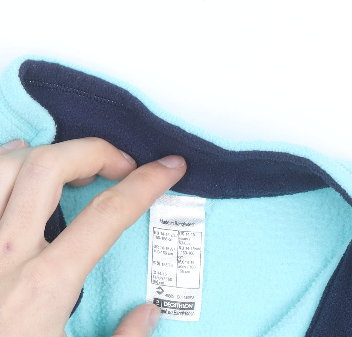 Quechua Girls Blue Fleece 1/4 Zip Pullover Sweatshirt 14-15 Years