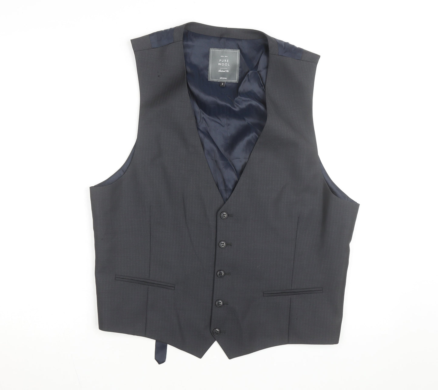 John Lewis Men's Grey Pure Wool Tailored Fit Waistcoat Size 44
