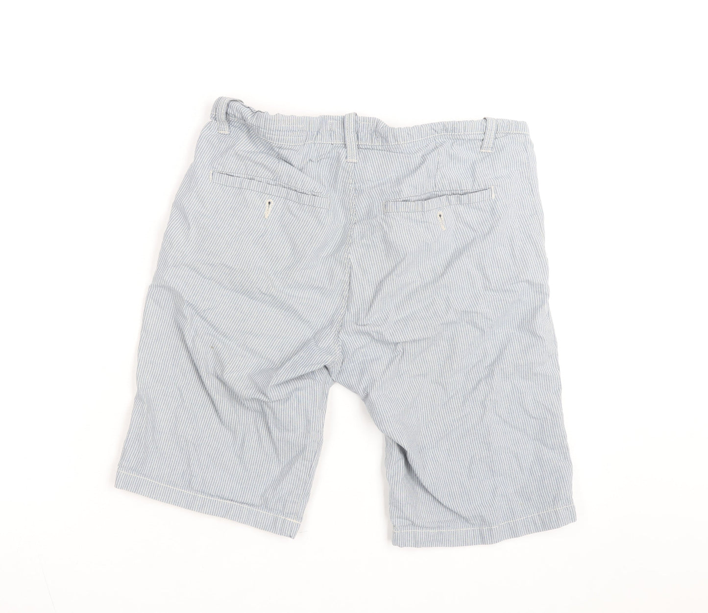 EASY Men’s Blue Striped Chino Shorts Size M 30in Casual Summer Style