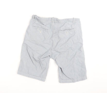 EASY Men’s Blue Striped Chino Shorts Size M 30in Casual Summer Style