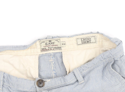 EASY Men’s Blue Striped Chino Shorts Size M 30in Casual Summer Style