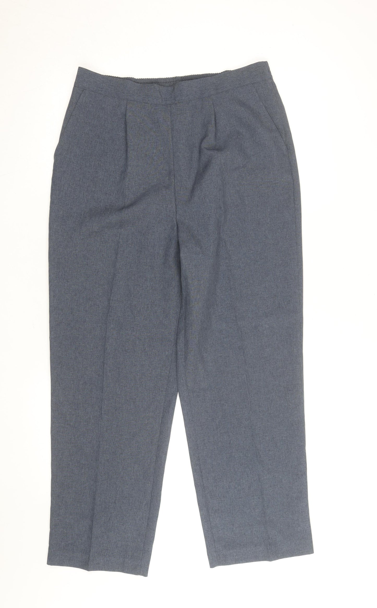 Bonmarché Women Blue Size 14 Straight Leg Elastic Waist Trousers