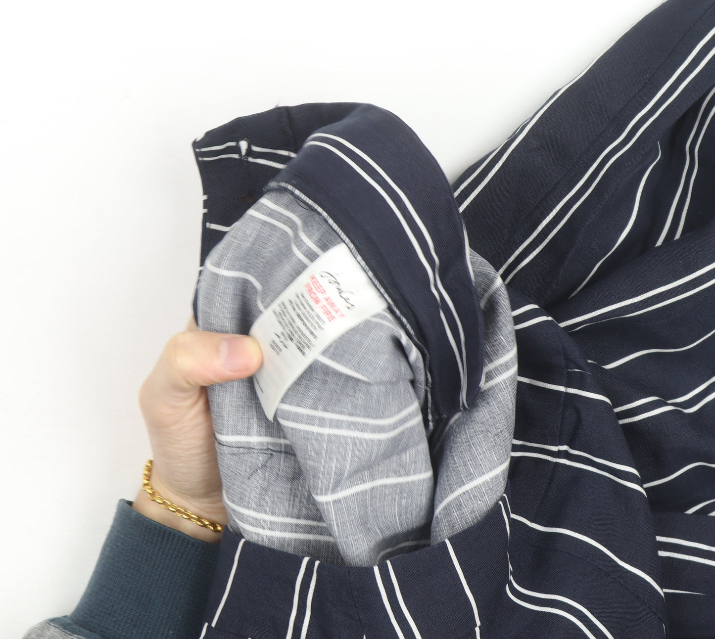 Joules Women’s Blue Striped Linen Blend Wide-Leg Trousers Size 12