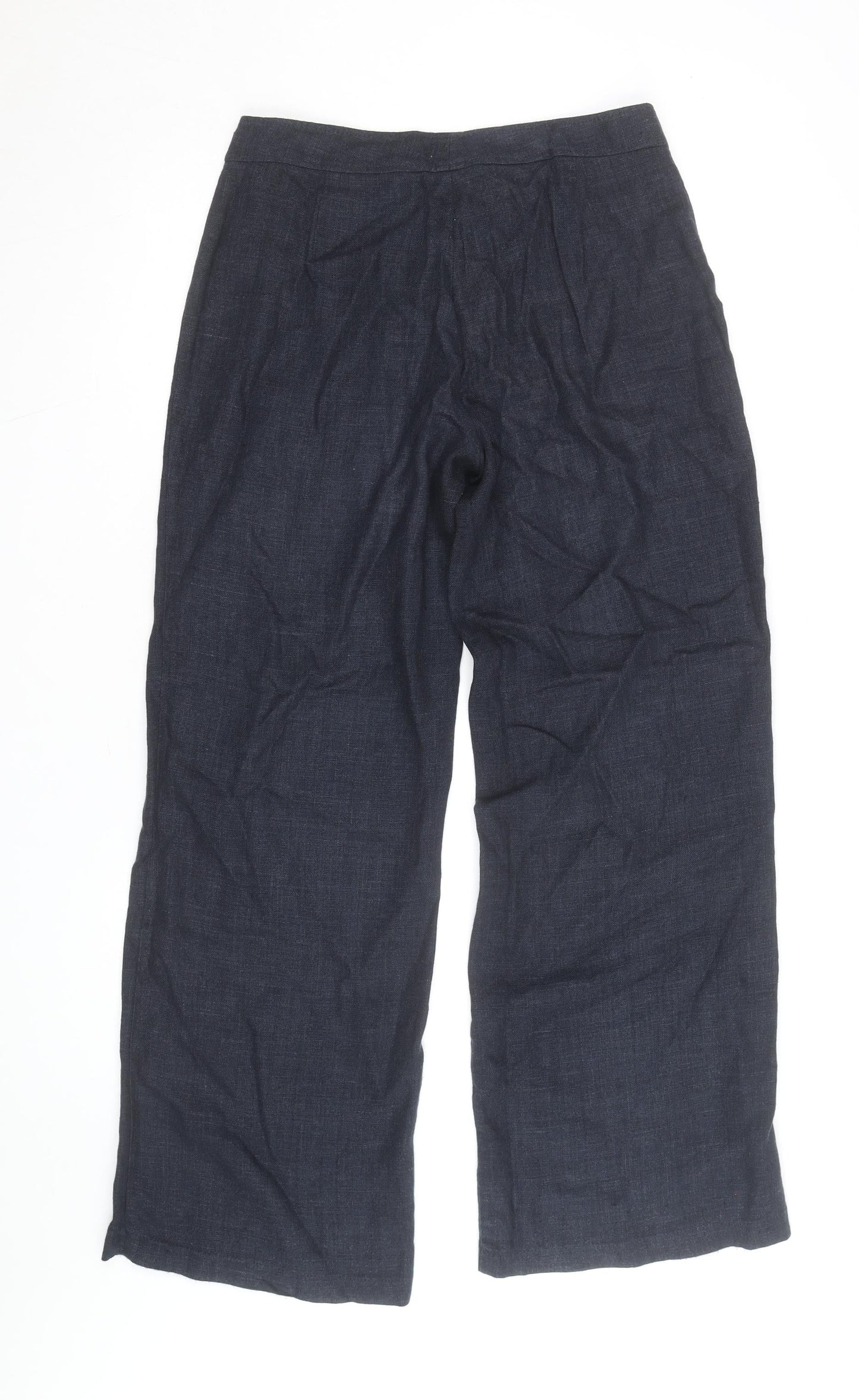 Peruzzi Women's Blue Linen Blend Wide-Leg Trousers Size 12