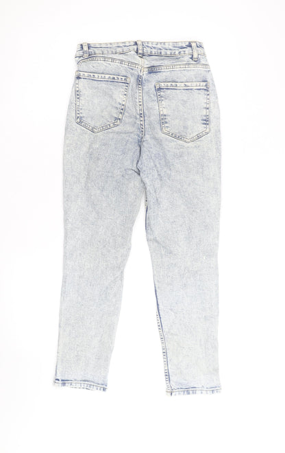 New Look Women Blue Acid Wash Mom Jeans Size 8 High Rise Denim