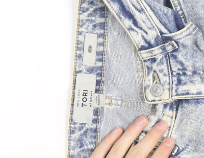 New Look Women Blue Acid Wash Mom Jeans Size 8 High Rise Denim