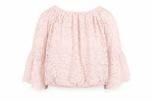 Quiz Women Pink Lace Off Shoulder Bell Sleeve Blouse M