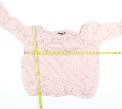 Quiz Women Pink Lace Off Shoulder Bell Sleeve Blouse M