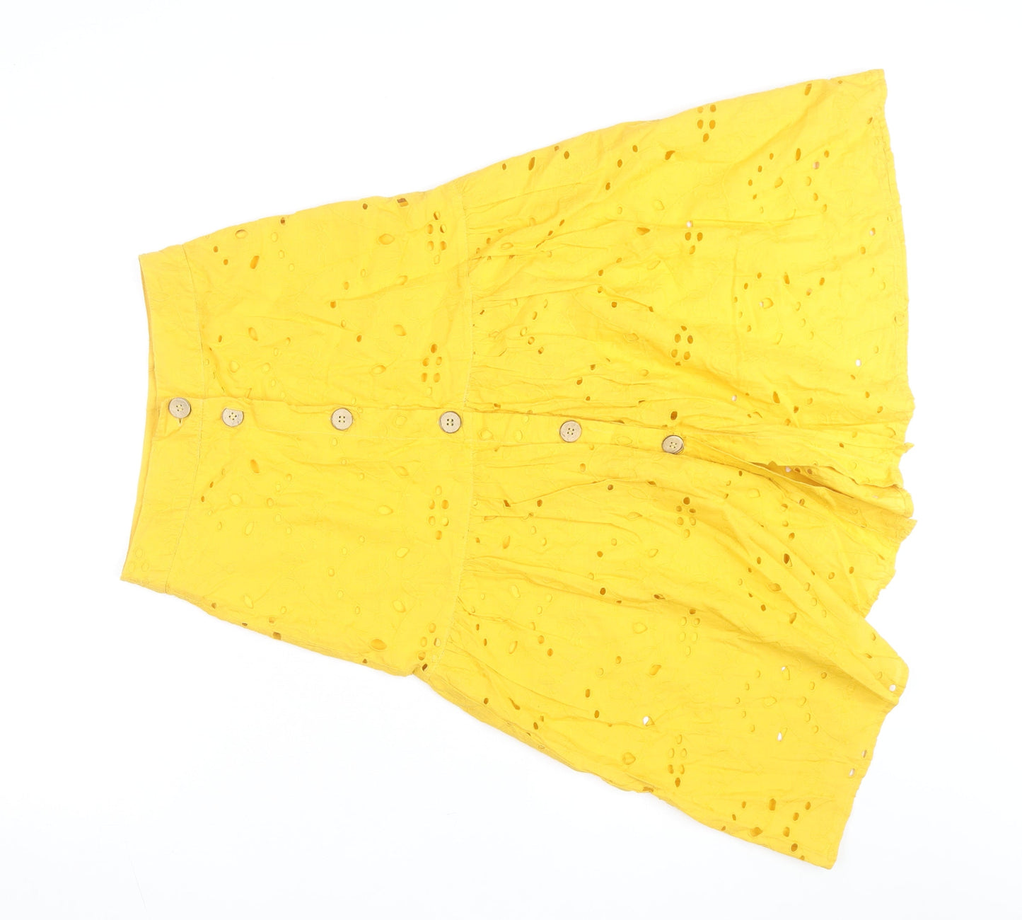 alk Casual Women's Yellow A-Line Cotton Button Skirt Size 8