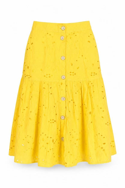 alk Casual Women's Yellow A-Line Cotton Button Skirt Size 8