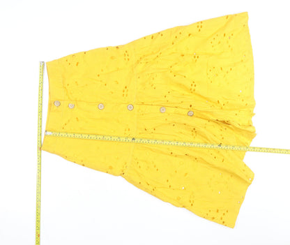 alk Casual Women's Yellow A-Line Cotton Button Skirt Size 8