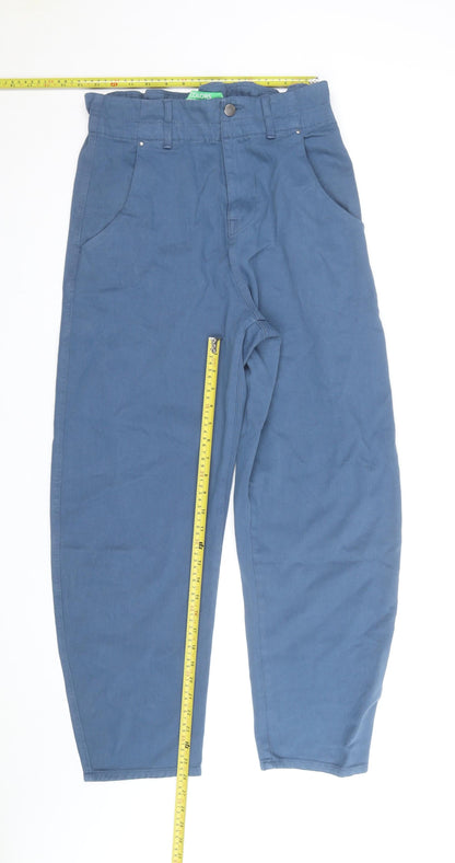 United Colors of Benetton Women Blue Cargo Trousers Size 12