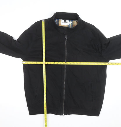 Topman Men's Black Bomber Jacket 2XL Cotton Blend Stand-Up Collar