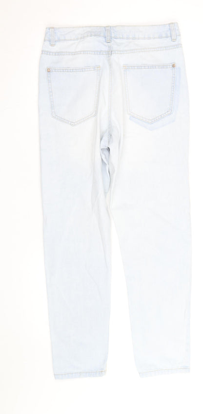 New Look Women Blue Size 10 Mom Jeans Light Wash High Rise Denim