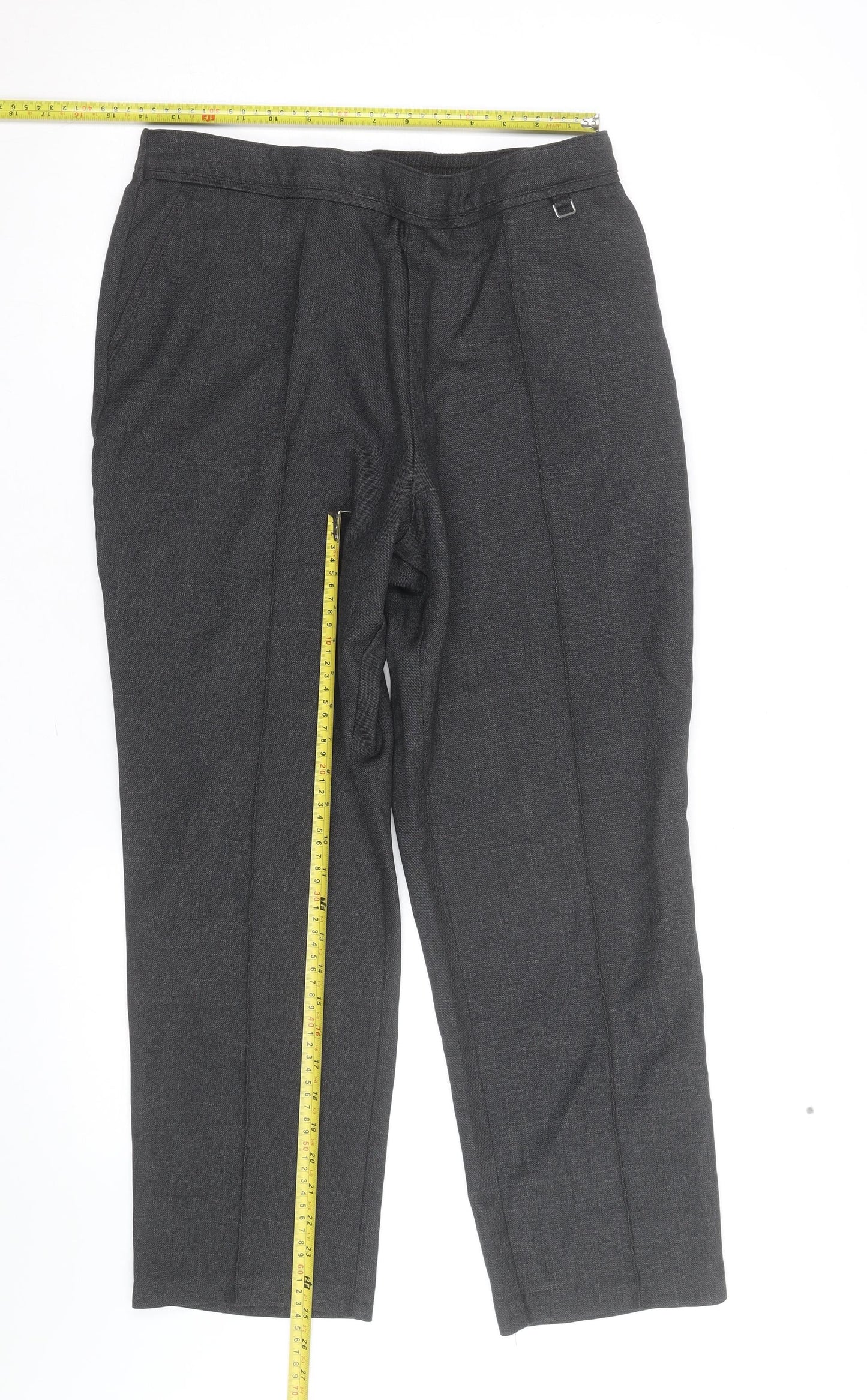 Marks and Spencer Womens Grey Size 14 Petite Stretch Work Trousers