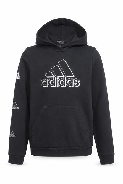 Adidas Boys Black Pullover Hoodie Medium 12-14 Years AEROREADY Logo Sweatshirt