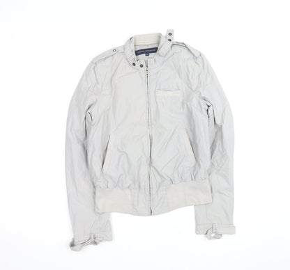 French Connection Women’s Grey Bomber Jacket Size 10 Cotton Blend