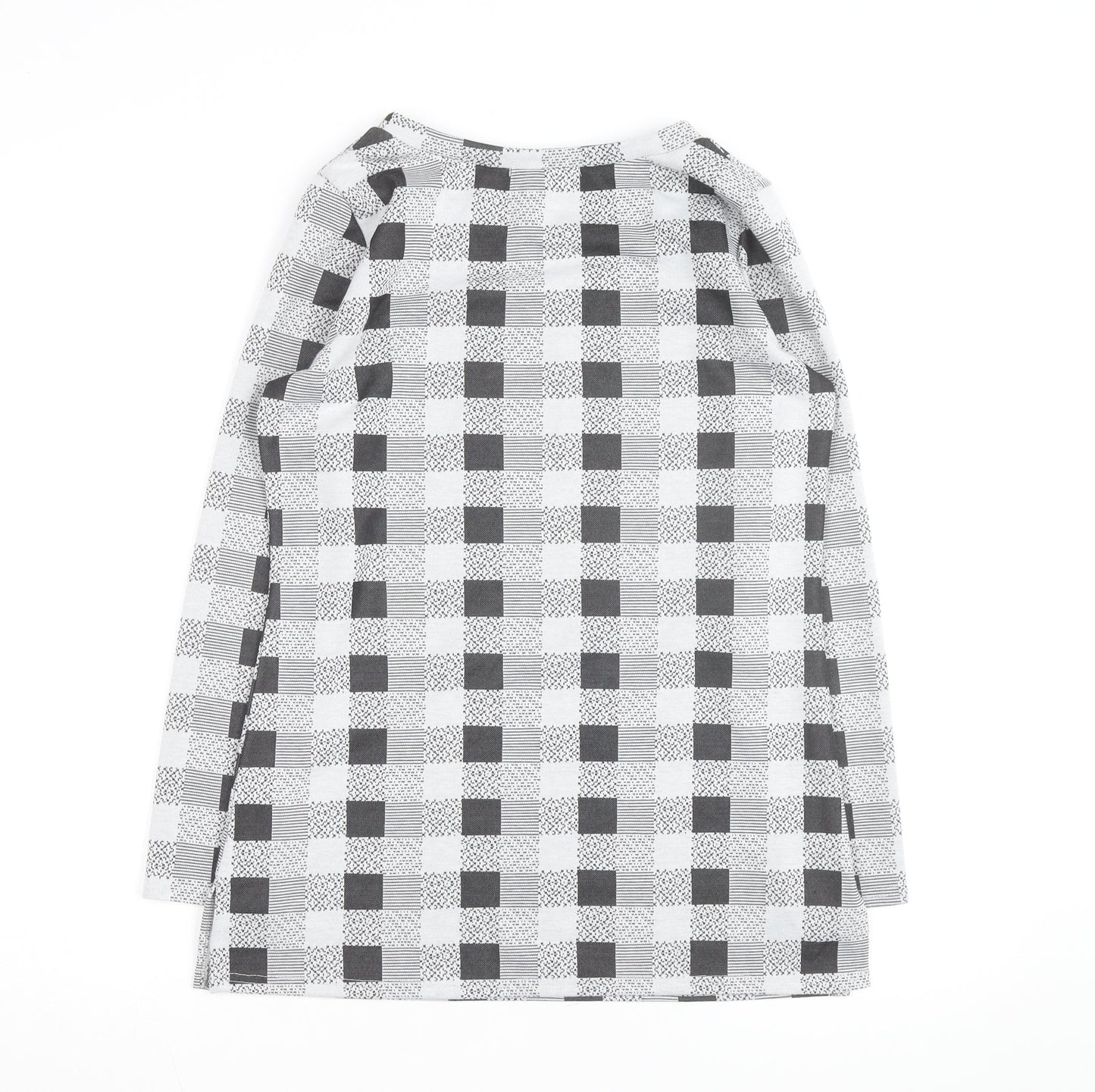 Alexara Women's Grey Check Long Sleeve Tunic Blouse Size S