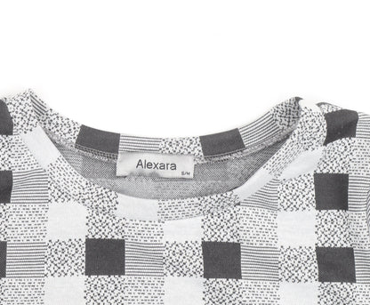 Alexara Women's Grey Check Long Sleeve Tunic Blouse Size S