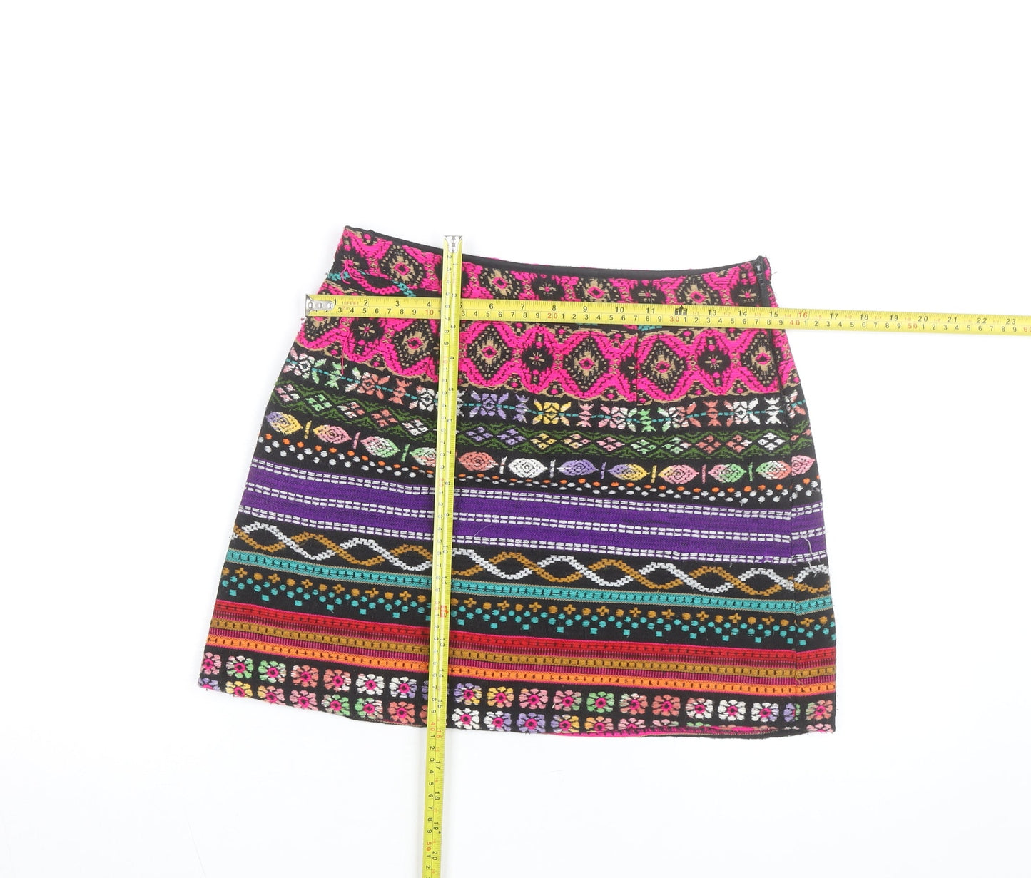Anmol Womens Multicoloured Bohemian A-Line Short Cotton Skirt Size 10
