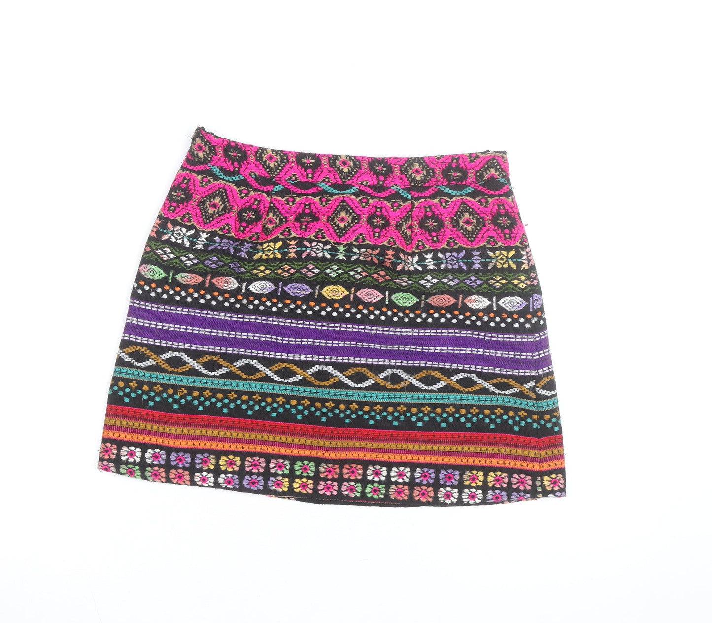 Anmol Womens Multicoloured Bohemian A-Line Short Cotton Skirt Size 10