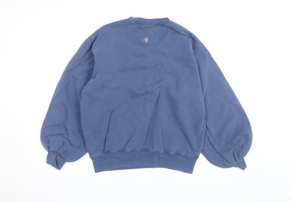 Anine Bing Womens Blue Cotton Crew Neck Pullover Sweatshirt M