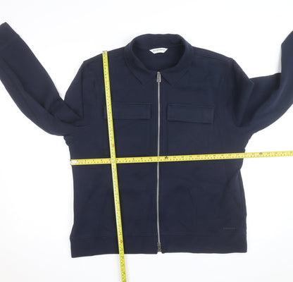 Marks and Spencer Men Blue L Full Zip Cotton Jacket