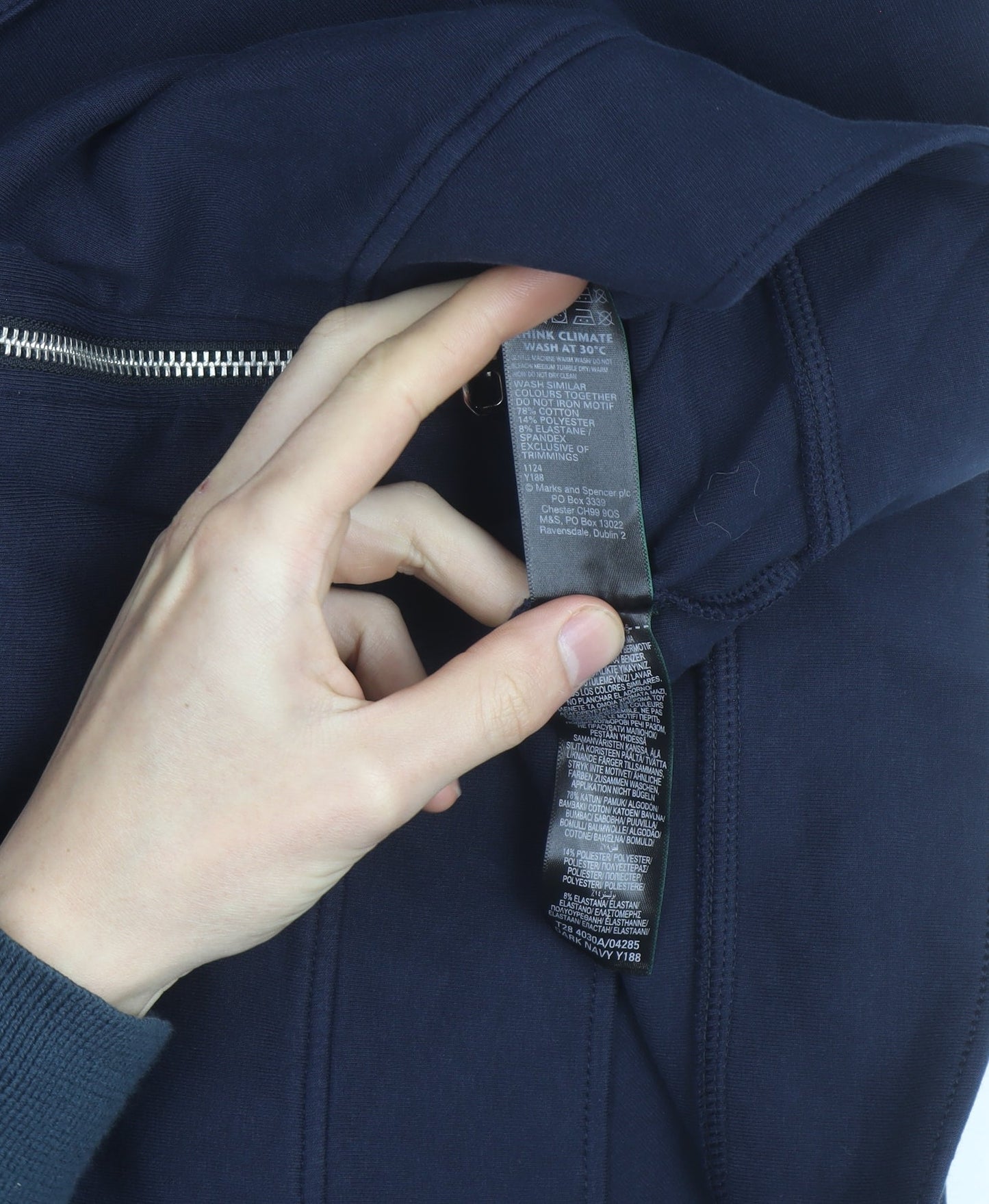 Marks and Spencer Men Blue L Full Zip Cotton Jacket