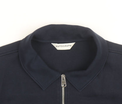 Marks and Spencer Men Blue L Full Zip Cotton Jacket