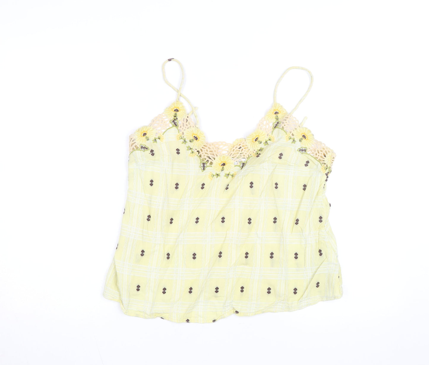 & Other Stories Women Yellow Floral Crochet Camisole Top Size 8