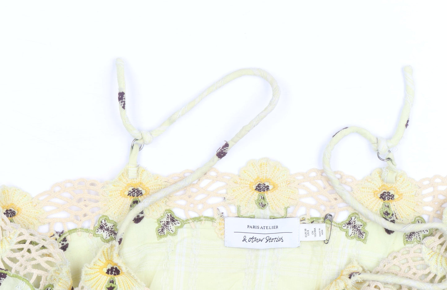 & Other Stories Women Yellow Floral Crochet Camisole Top Size 8