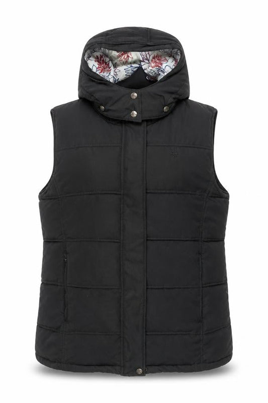 Rye Champion Women's Black Hooded Puffer Gilet Size 12
